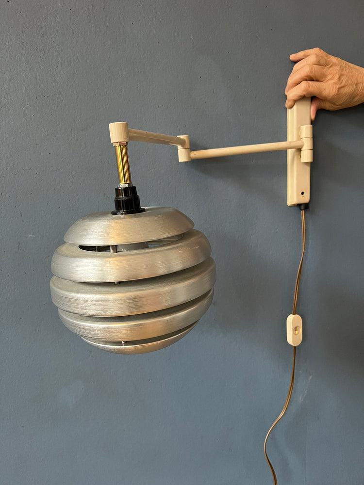 Mid-century Swing-Arm Wall Lamp with Bee Nest Shade