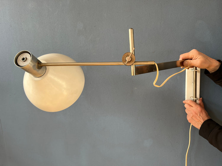 Dijkstra Swing Arm Mid Century Wall Lamp with Beige Shade