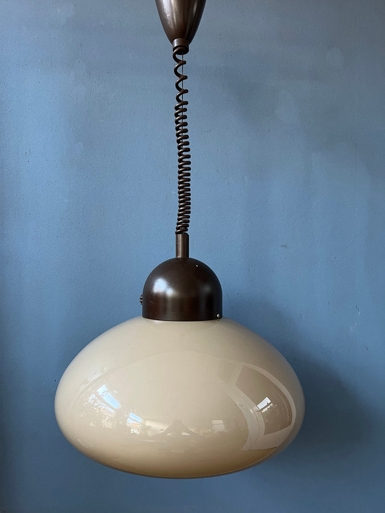 Space Age Mushroom Pendant Light by Dijkstra - Beige Mid Century Light Fixture