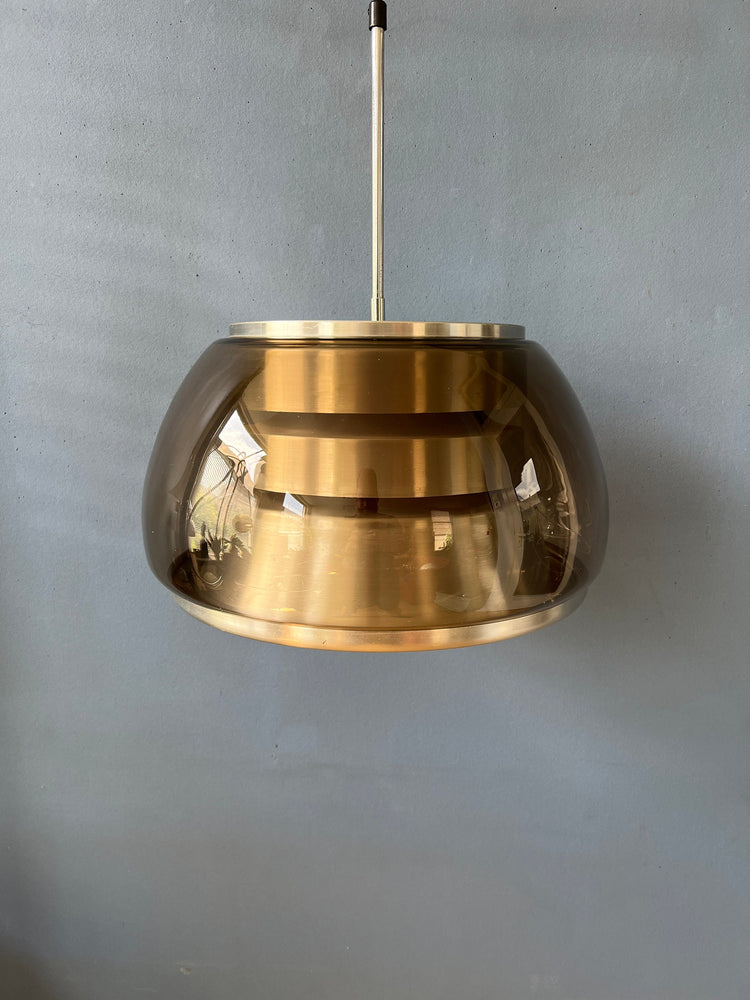 Mid century Smoked Glass Space Age Pendant / Space Age Lamp / Vintage 70s Lighting