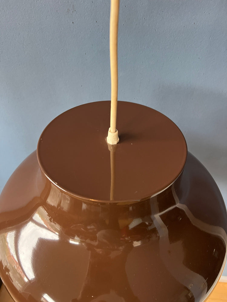Vintage Mid Century Metal Pendant Light in Brown