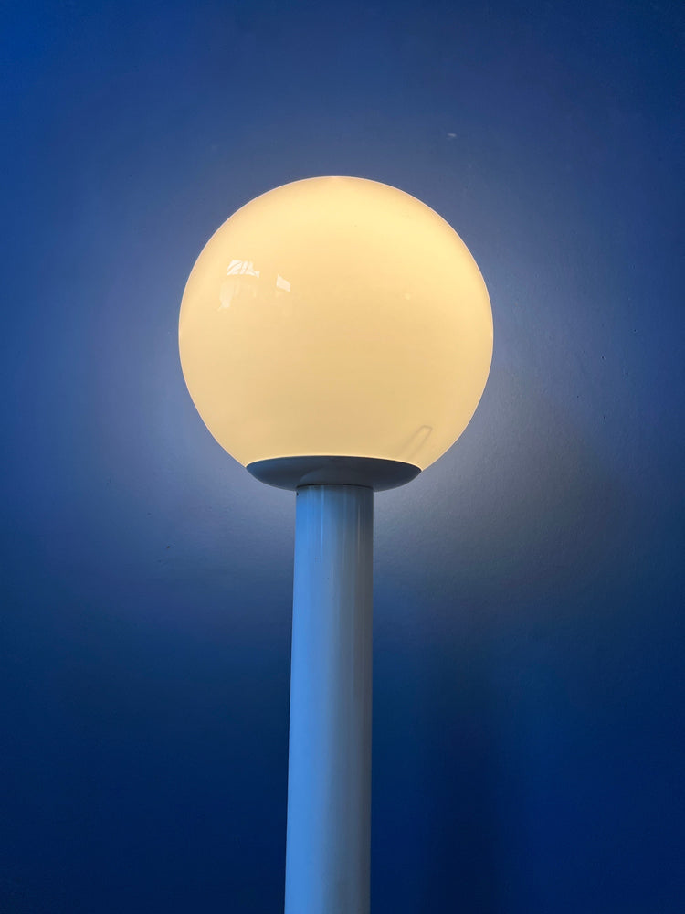 Space Age Woja Holland Floor Lamp with Glass Shade | Vintage 60s Lighting | White Retro Light