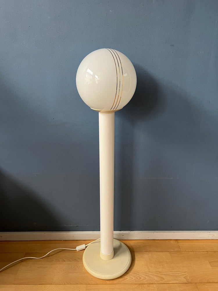 Space Age Woja Holland Floor or Table Lamp with Glass Shade | Vintage 60s Lighting | White Retro Light