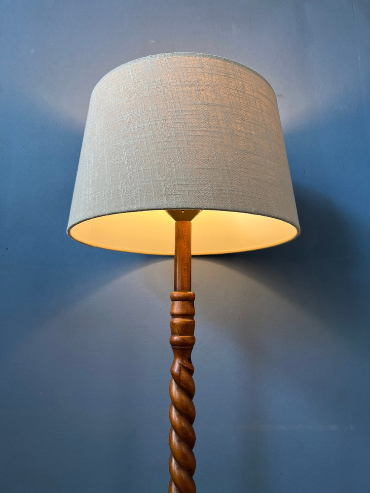 Vintage Hand Carved Wooden Floor Lamp / Mid Century Lamp / Teak Lamp