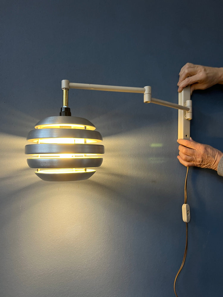 Mid-century Swing-Arm Wall Lamp with Bee Nest Shade