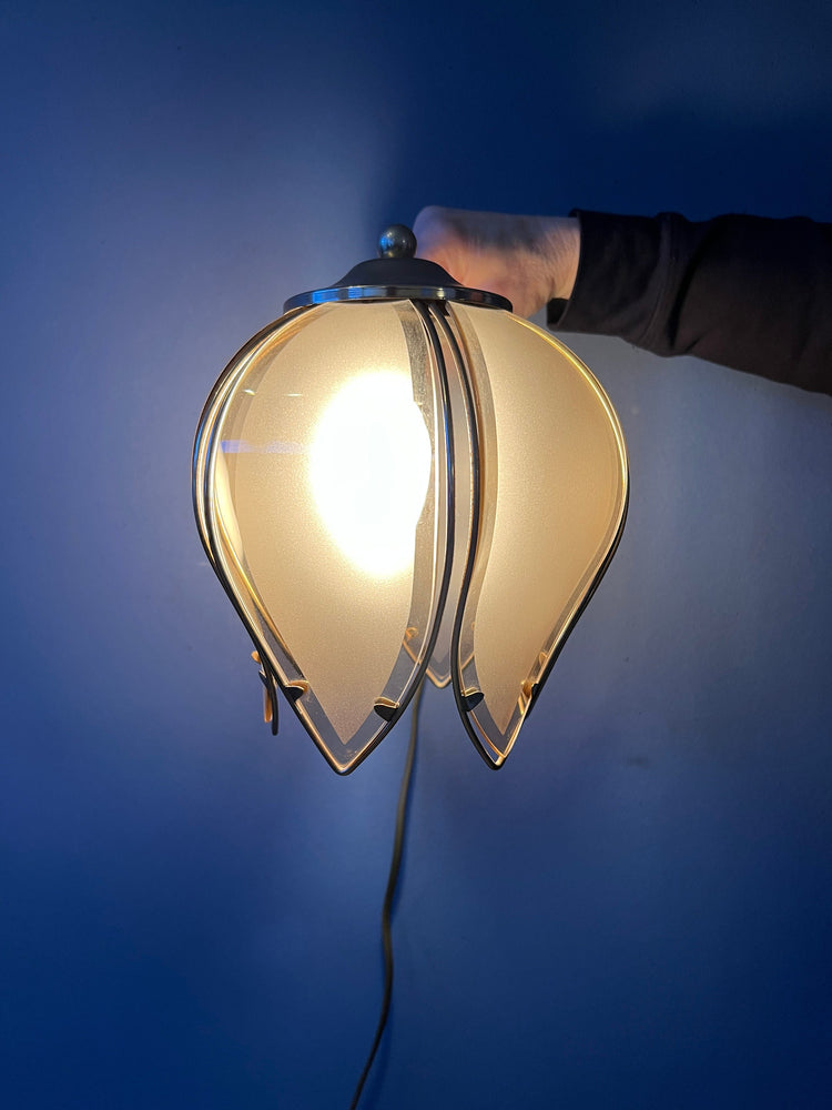 Vintage Hollywood Regency Golden Flower Wall Lamp