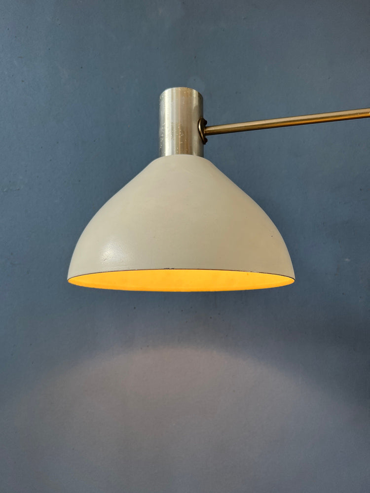 Dijkstra Swing Arm Mid Century Wall Lamp with Beige Shade