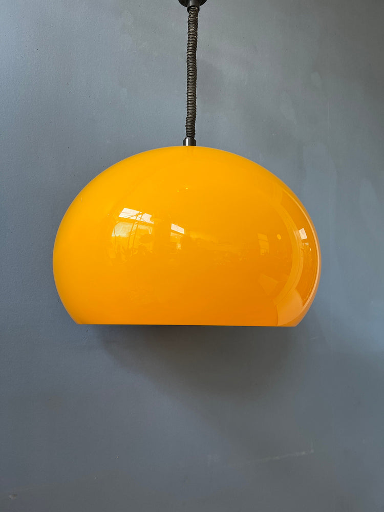 Large Yellow Harvey Guzzini Pendant Light / Space Age Lamp / Mid Century Modern Lighting