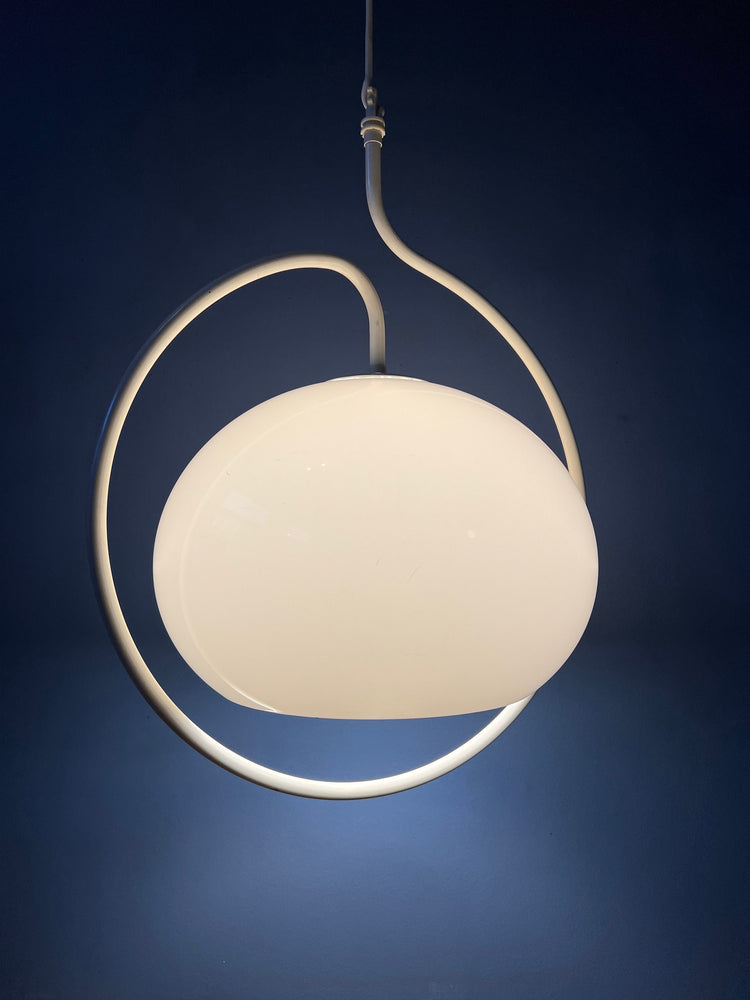 Dijkstra Space Age Hanging Lamp with White Frame and Mushroom Shade