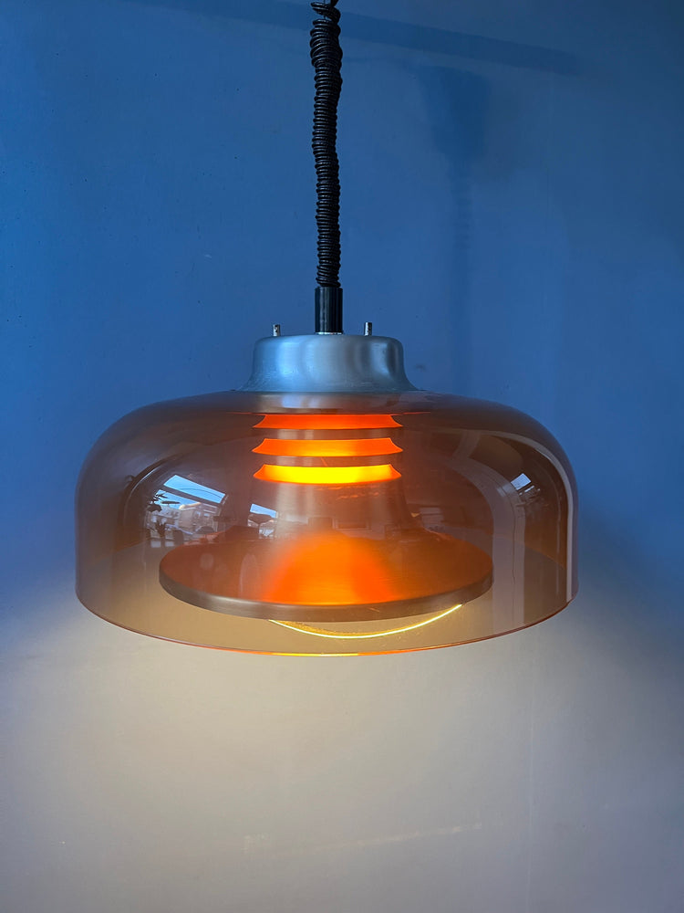 Mid Century Orange Herda Space Age Pendant Light