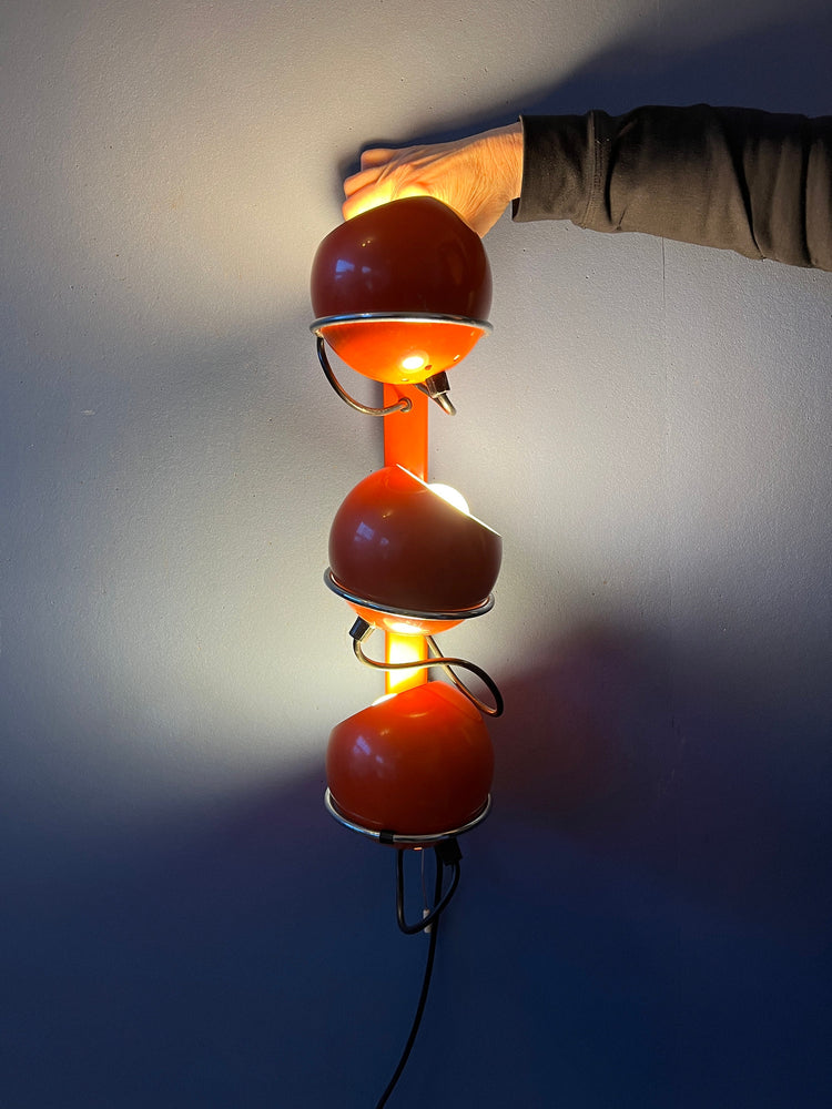 Mid Century Red GEPO Space Age Eyeball Wall Lamp