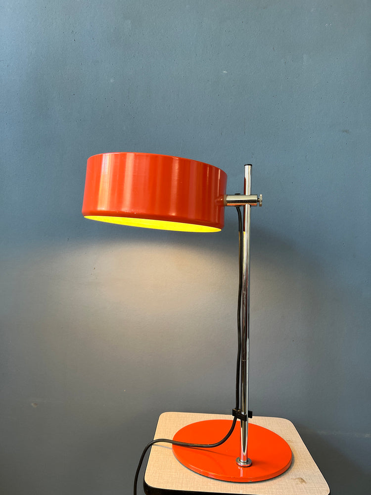 Orange Anvia Flexible Table Lamp | Space Age Desk Lamp | 70s Mid Century Red Light
