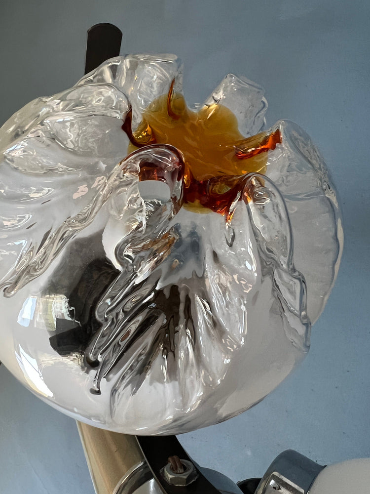 Mazzega Murano Chandelier / Space Age Glass Pendant Light / Mid Century 70s Vintage Ceiling Lamp