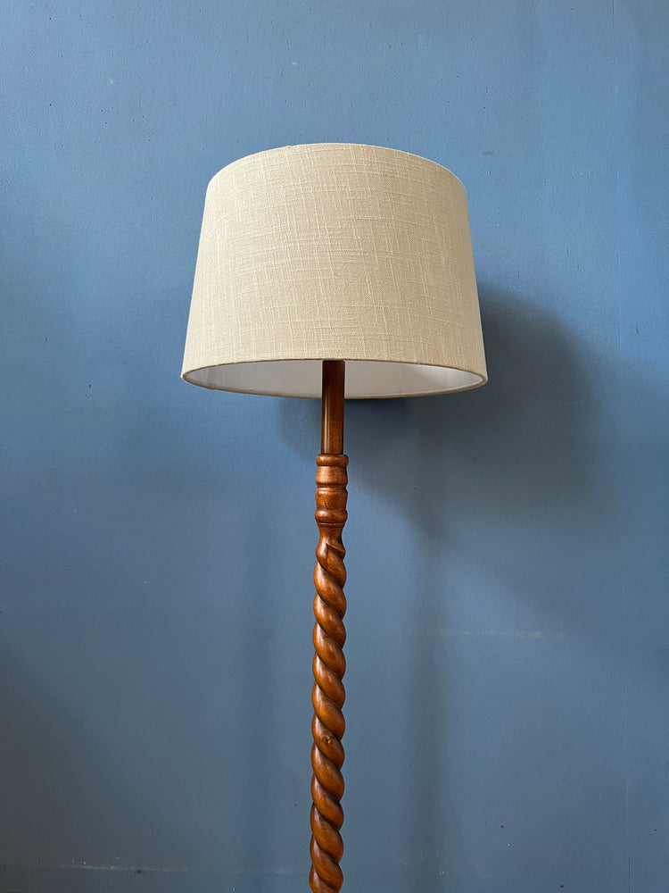 Vintage Hand Carved Wooden Floor Lamp / Mid Century Lamp / Teak Lamp