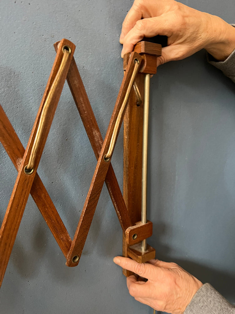 Teak Wood Scissor Wall Light