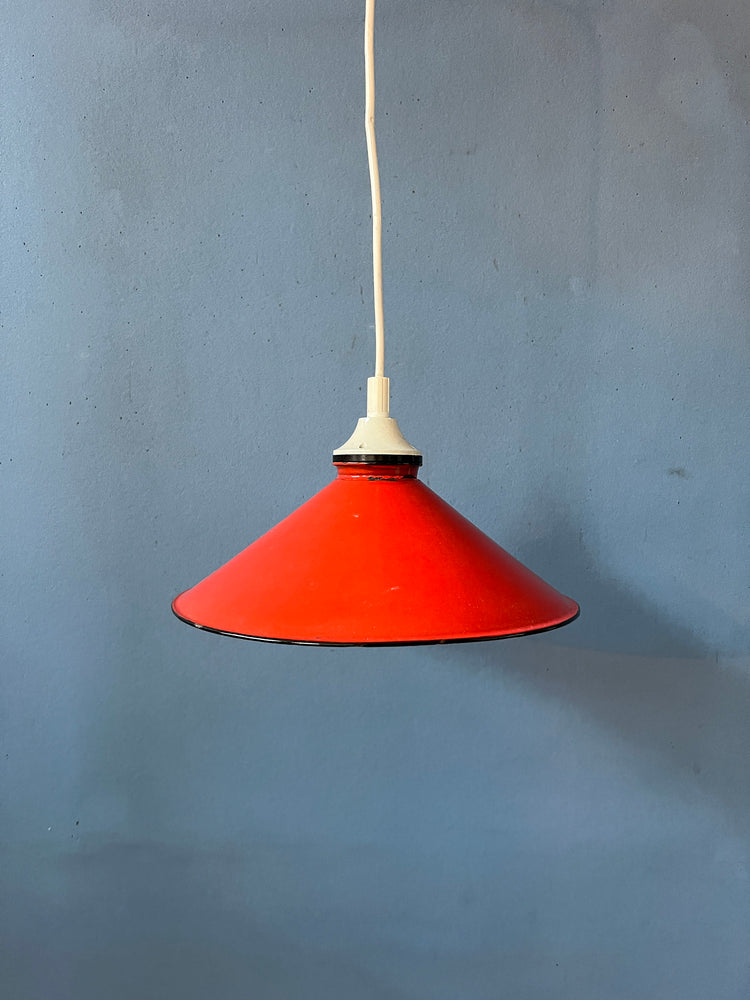 Small Vintage Red Metal Hanging Lamp
