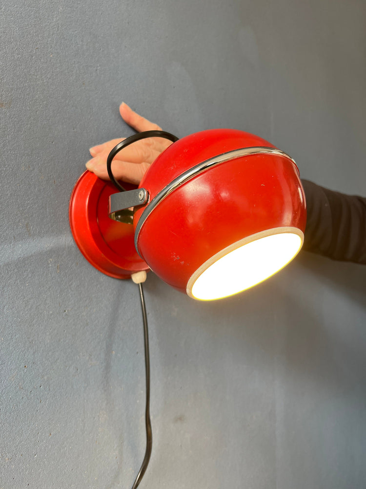 Red Mid Century Space Age Eyeball Wall Lamp