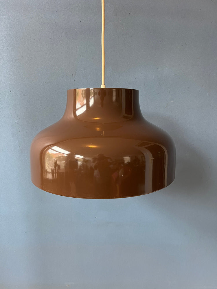 Vintage Mid Century Metal Pendant Light in Brown