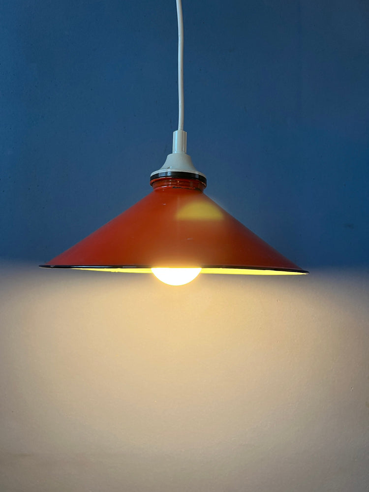 Small Vintage Red Metal Hanging Lamp