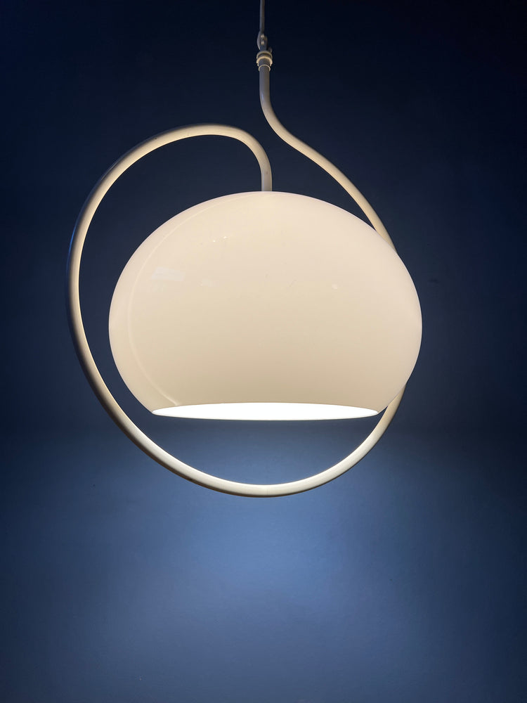 Dijkstra Space Age Hanging Lamp with White Frame and Mushroom Shade