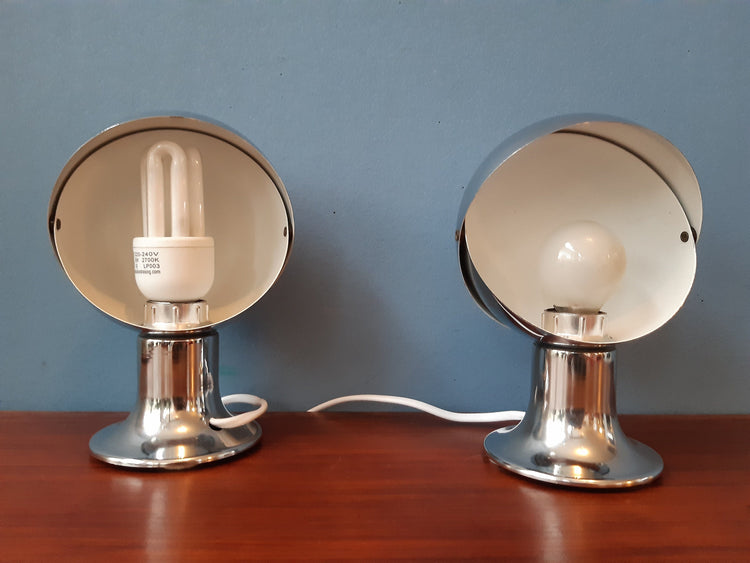 Vintage Set (2) Eclipse Table Lamps | Space Age / Eyeball Lamps