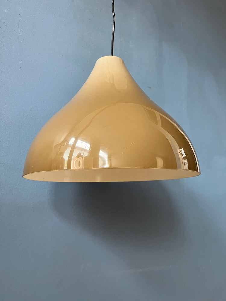 Vintage Mocca-Coloured Space Age Pendant Light | Mid Century Modern Lamp | Retro 70s Ceiling Lamp