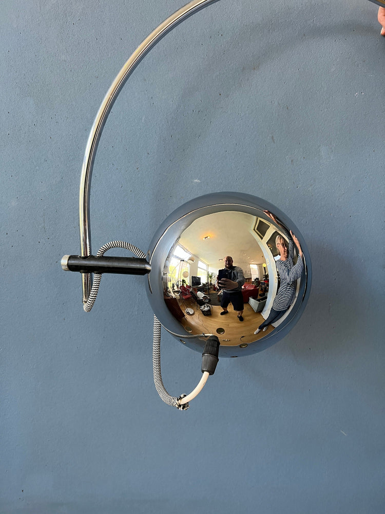 Mid Century Herda Eyeball Wall Light | Space Age Chrome Lamp | 70s Arc Light