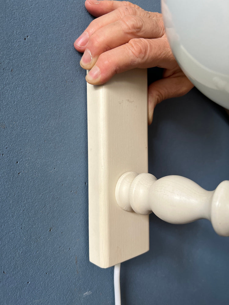 Vintage Opaline Glass Wall Light / White Space Age Sconce