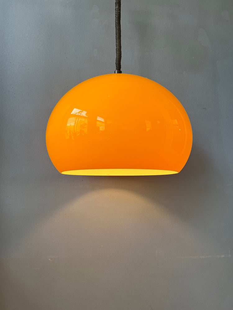 Large Yellow Harvey Guzzini Pendant Light / Space Age Lamp / Mid Century Modern Lighting