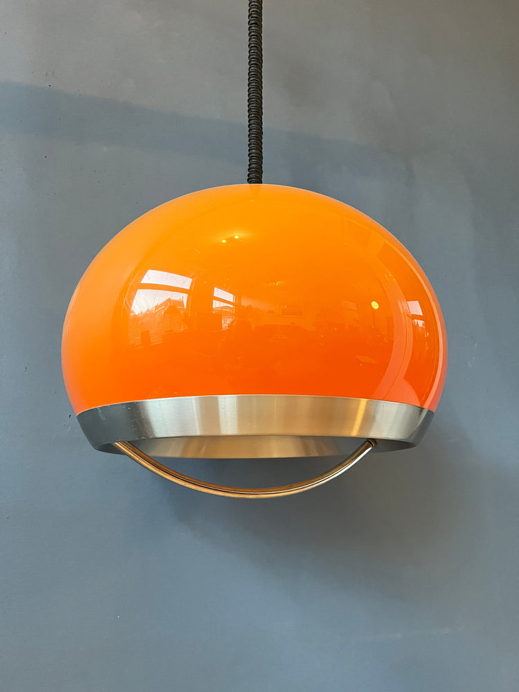 Vintage Orange Dijkstra Pendant Light / Mid Century Space Age Light Fixture