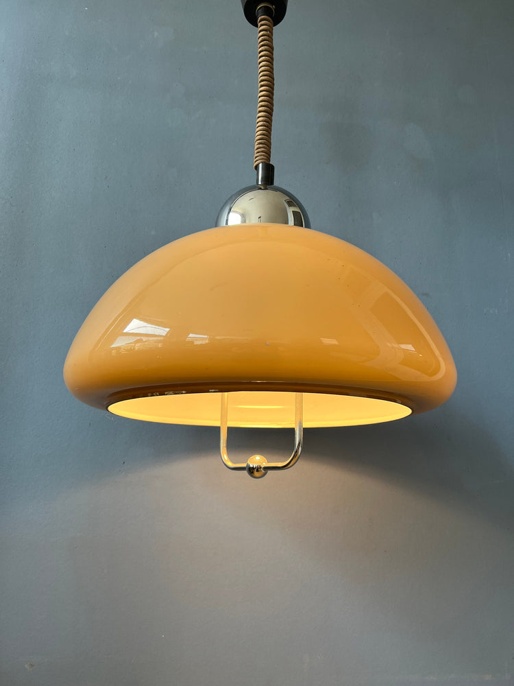 Space Age Dijkstra Pendant Light / Beige Vintage Lamp / Mid Century Ceiling Lighting