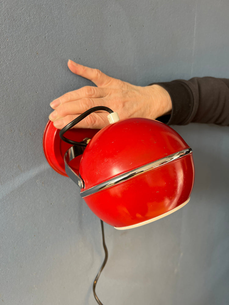 Red Mid Century Space Age Eyeball Wall Lamp