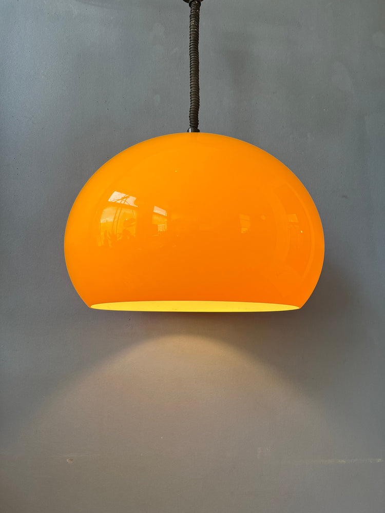 Large Yellow Harvey Guzzini Pendant Light / Space Age Lamp / Mid Century Modern Lighting