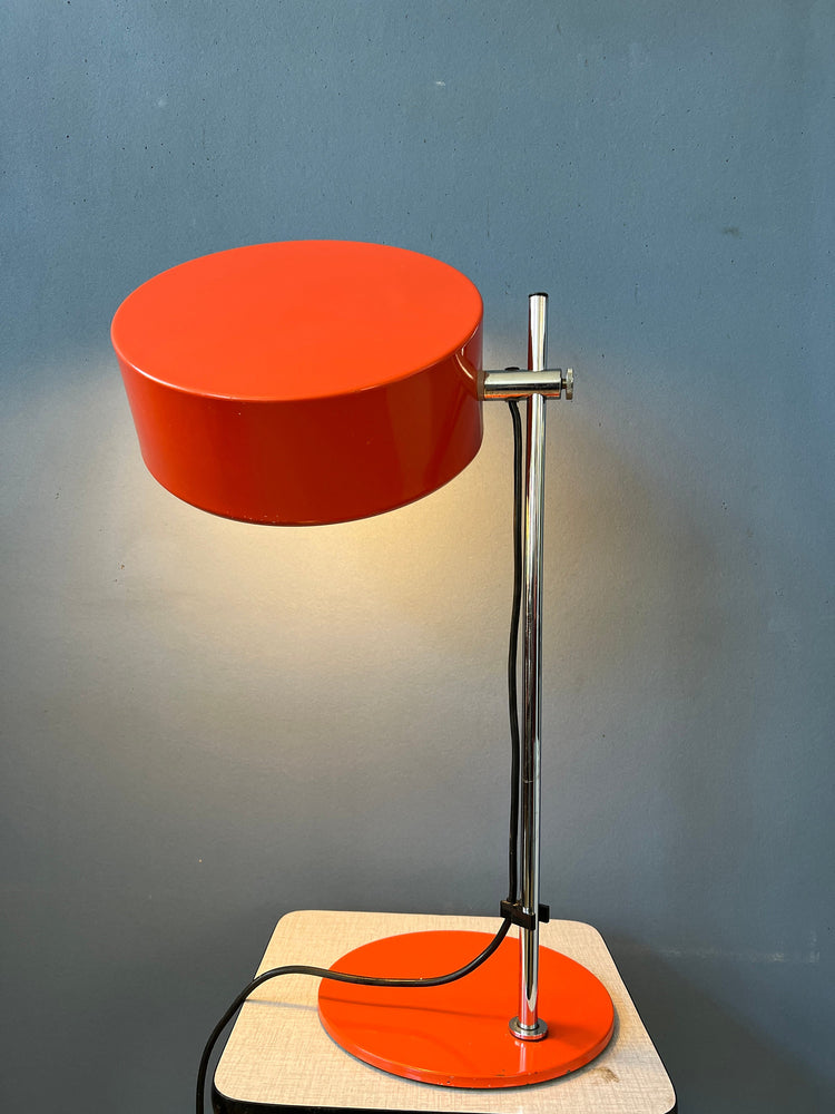Orange Anvia Flexible Table Lamp | Space Age Desk Lamp | 70s Mid Century Red Light