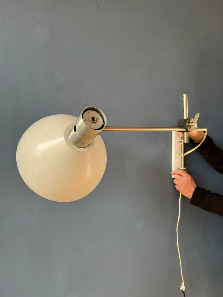 Dijkstra Swing Arm Mid Century Wall Lamp with Beige Shade