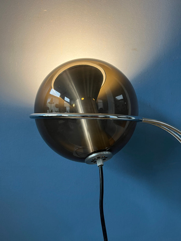 Mid Century Raak Globe Eyeball Table Lamp by Frank Ligtelijn / Space Age Desk Lamp with Glass Shade