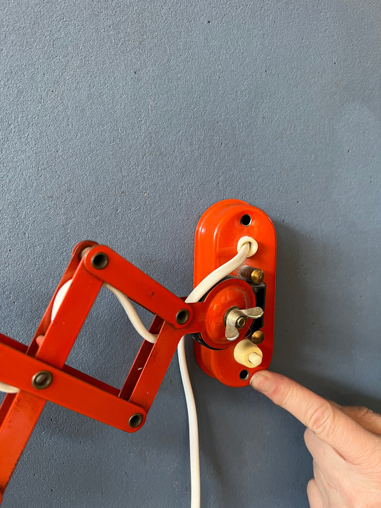 Mid Century Red Vintage Scissor Wall Lamp