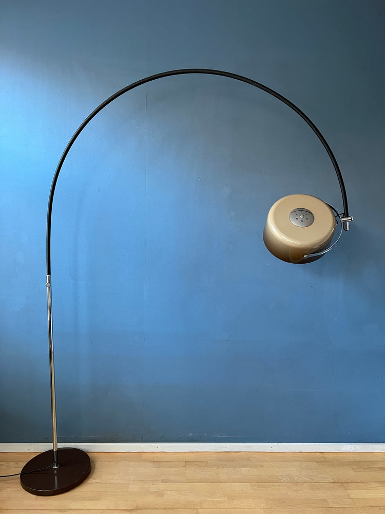 Vintage GEPO Arc Space Age Floor Lamp with Beige 'Bucket' Shade