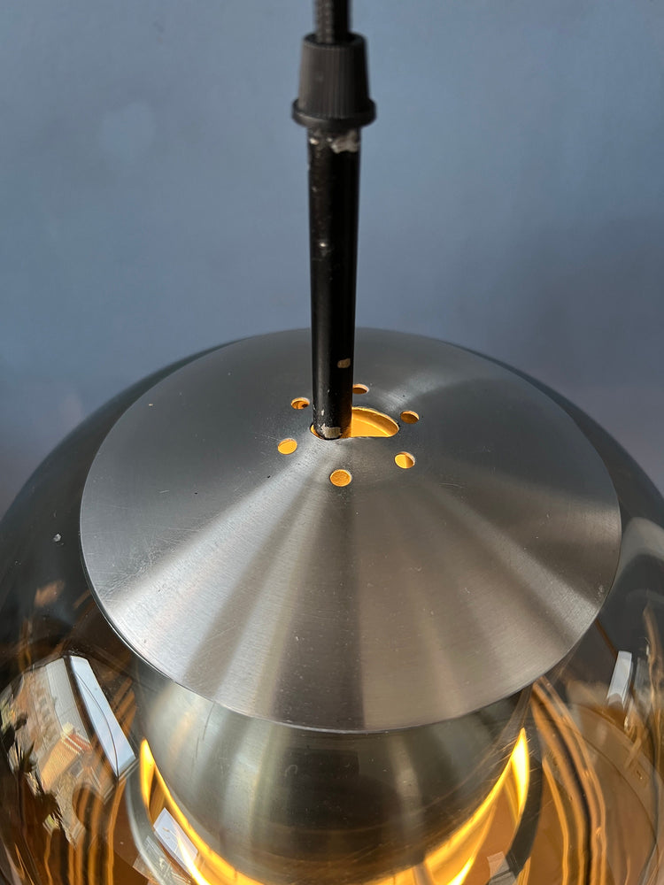 Vintage Doria Leuchten Glass-Made Space Age Pendant / Mid-Century Ceiling Lamp / Retro 70s Lighting
