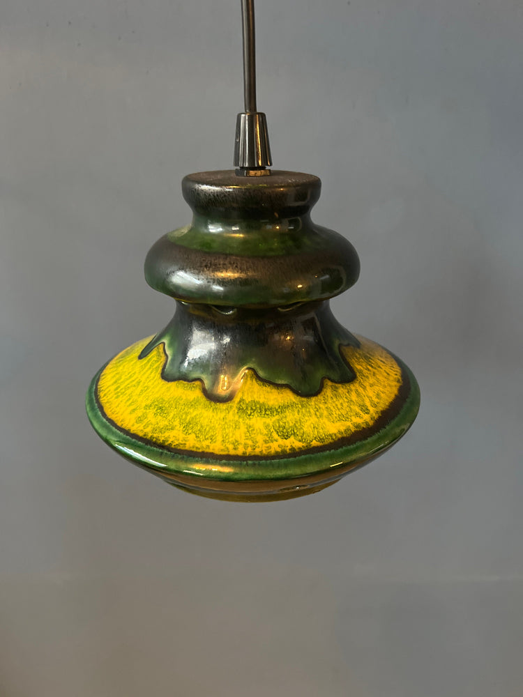 Green West Germany Ceramic Fat Lava Pendant Lamp