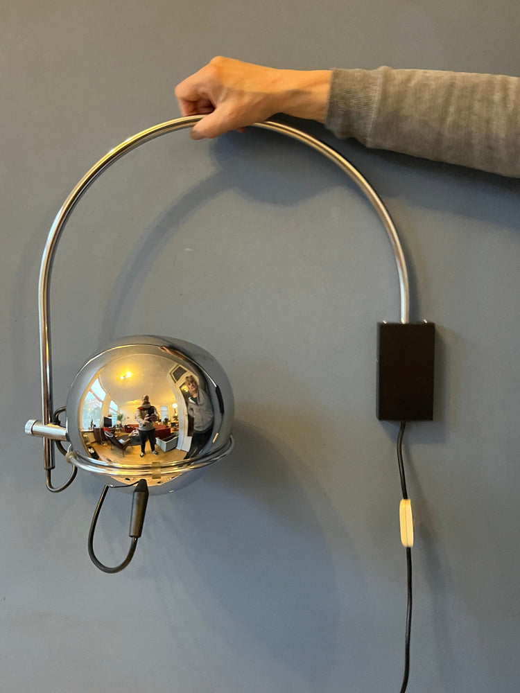 Chrome GEPO Space Age Eyeball Arc Wall Lamp