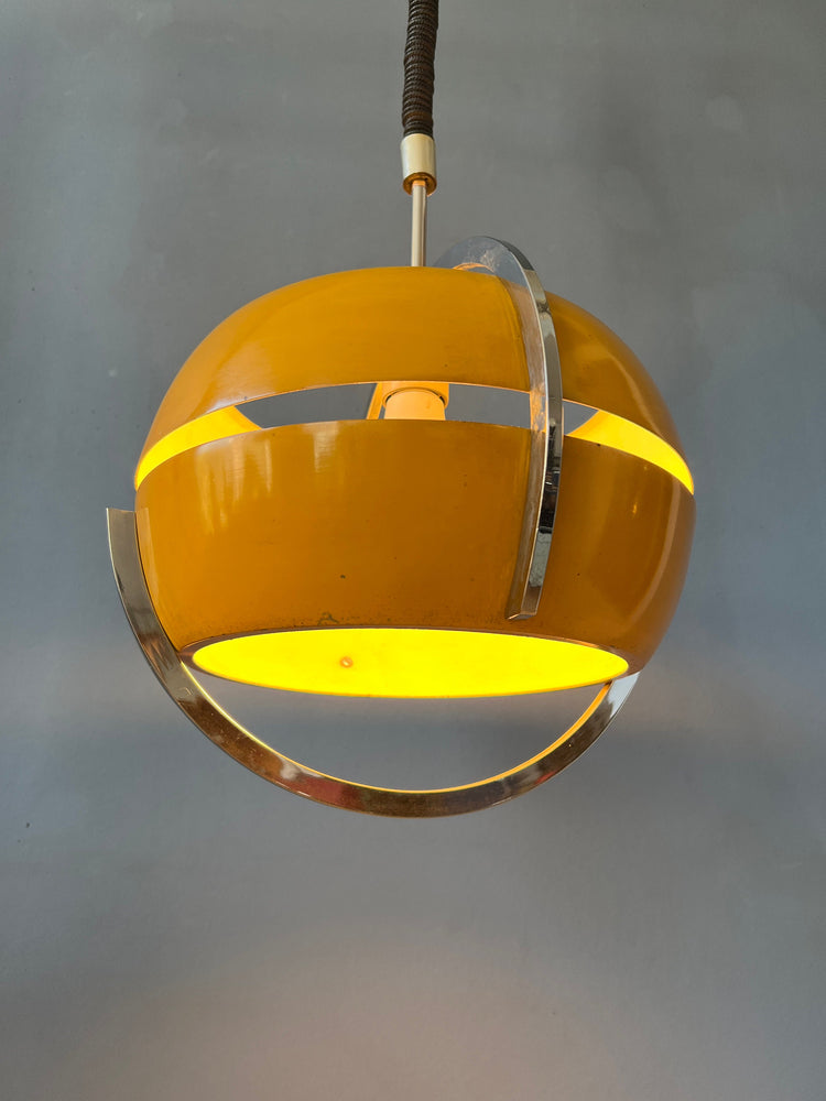 Mid Century Space Age Pendant Light in Yellow by Anvia | Vintage Ceiling Lamp | 70s Retro Lighting