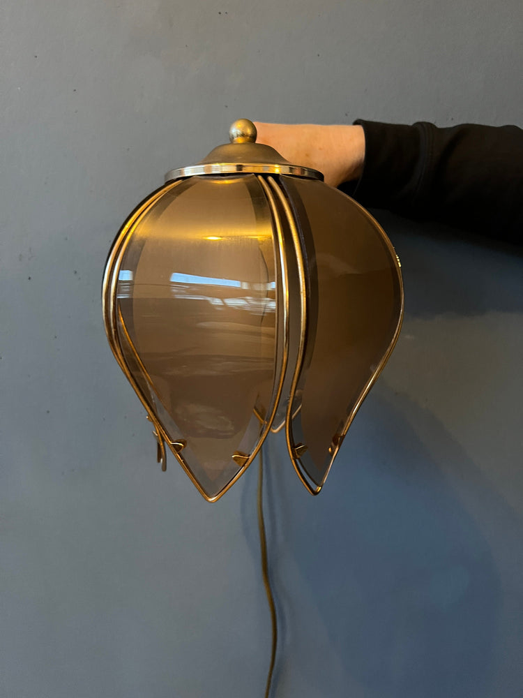 Vintage Hollywood Regency Golden Flower Wall Lamp