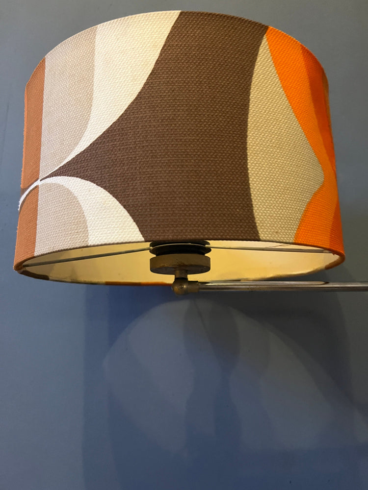 Space Age Swing-Arm Wall Lamp with Orange Flower Shade