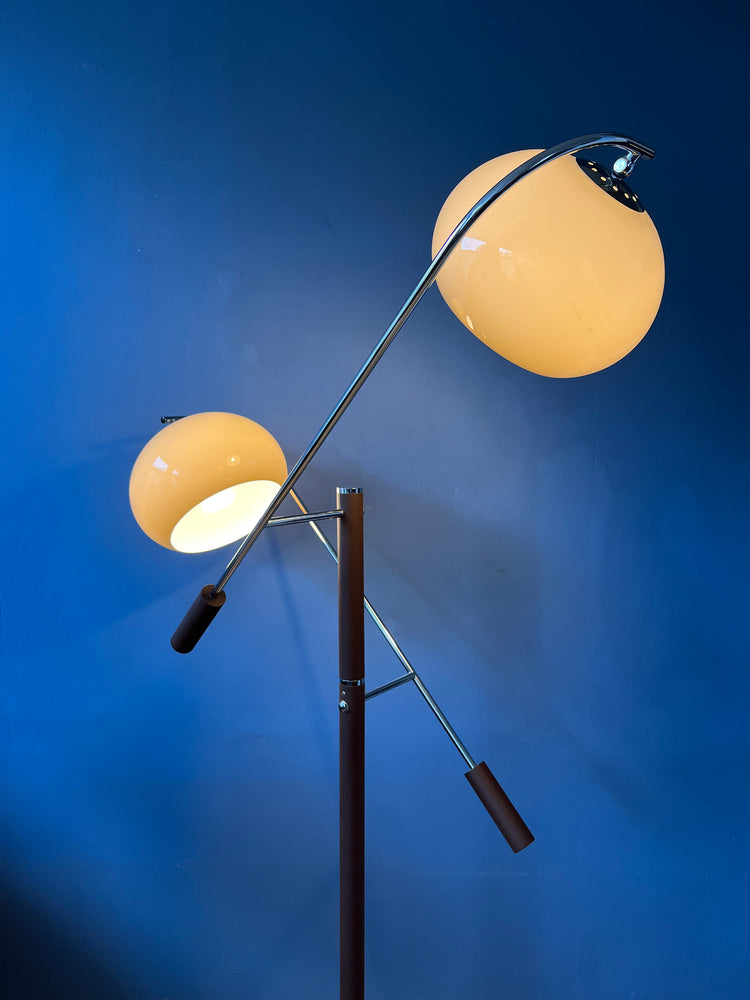 Mid Century Dijkstra Mushroom Double Arm Floor Lamp | Guzzini Style Space Age Light