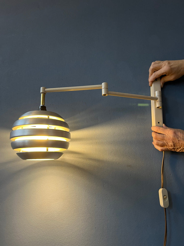 Mid-century Swing-Arm Wall Lamp with Bee Nest Shade