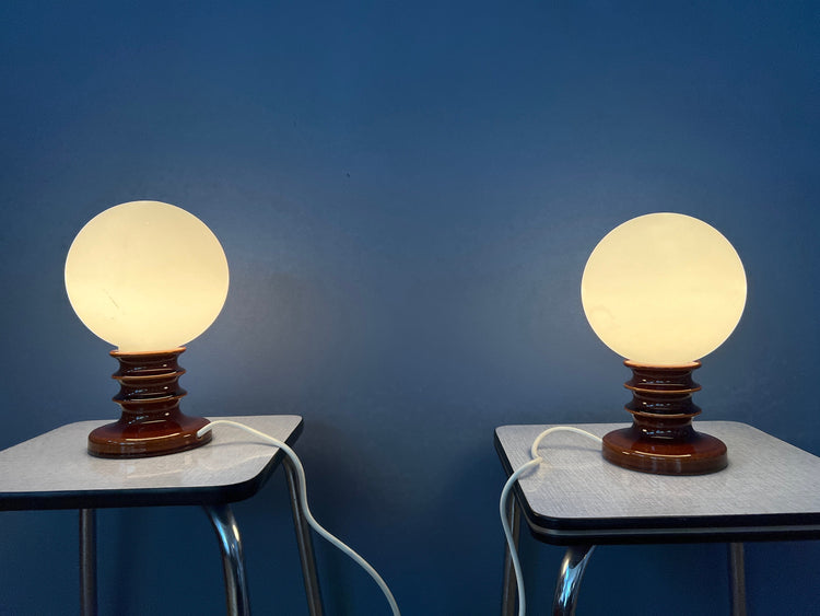 Vintage Set (2) West Germany Ceramic Table Lamps