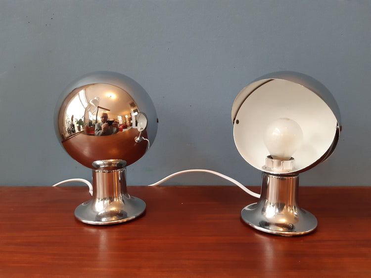 Vintage Set (2) Eclipse Table Lamps | Space Age / Eyeball Lamps