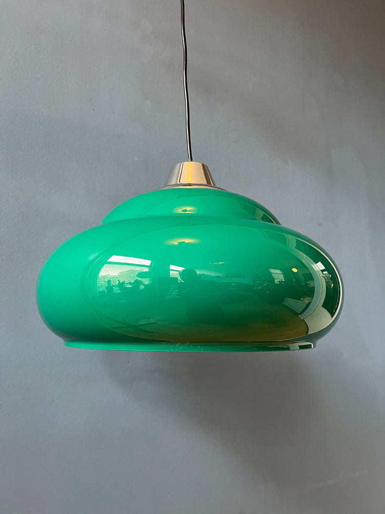 Mid Century Space Age Pendant Light / Green Vintage Lamp / 70s Ceiling Lighting