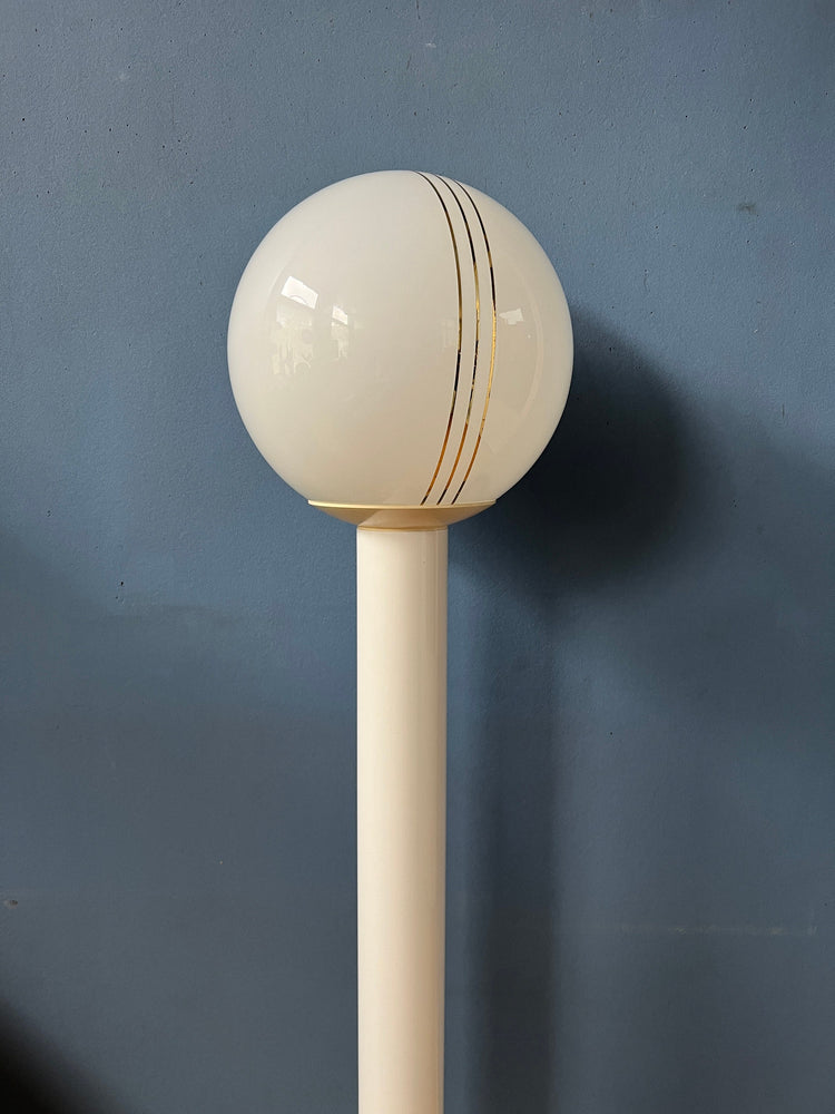 Space Age Woja Holland Floor or Table Lamp with Glass Shade | Vintage 60s Lighting | White Retro Light